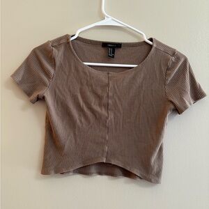 Forever 21 Brown Ribbed Crop Top